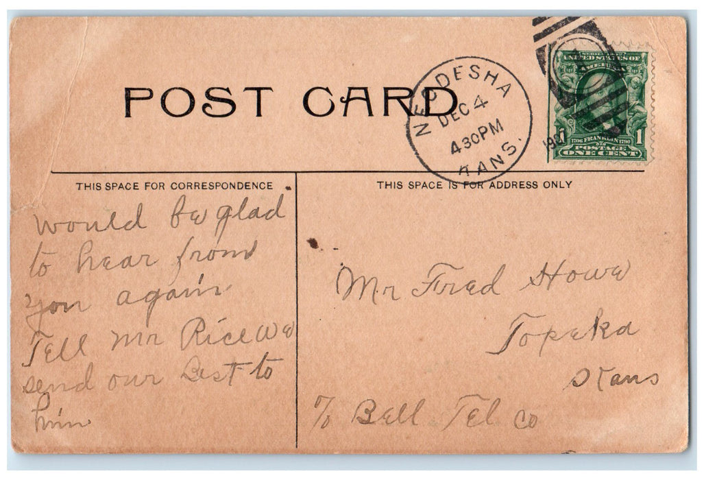 1907 Standard Oil Company Refinery Tanks View Neodesha Kansas KS Posted Postcard