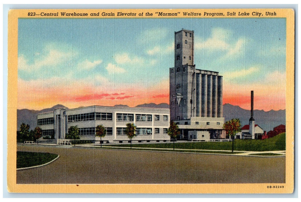 c1940s Central Warehouse Grain Elevator Mormon Salt Lake City Utah UT Postcard