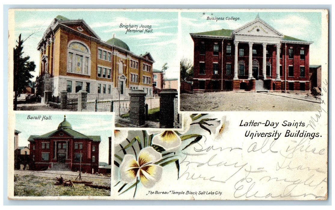 1905 Latter-Day Saints University Buildings View Salt Lake City Utah UT Postcard