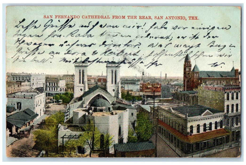 1908 San Fernando Cathedral From Rear San Antonio TE Posted Buildings Postcard