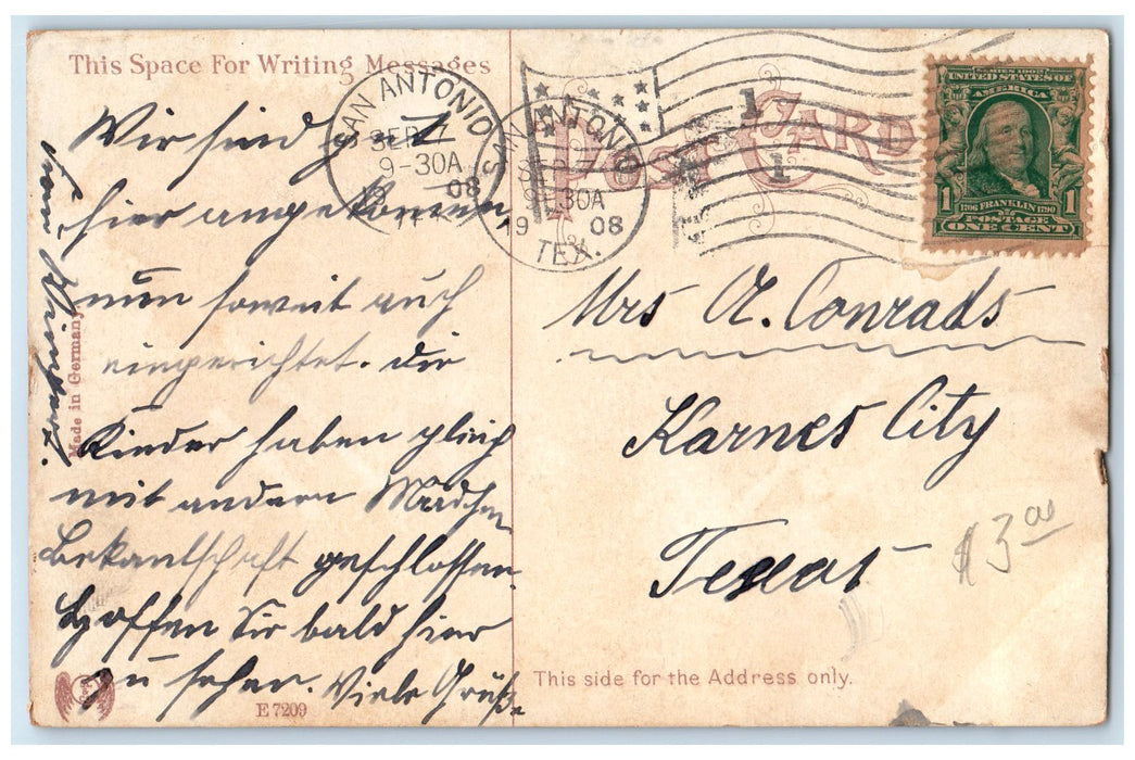 1908 San Fernando Cathedral From Rear San Antonio TE Posted Buildings Postcard