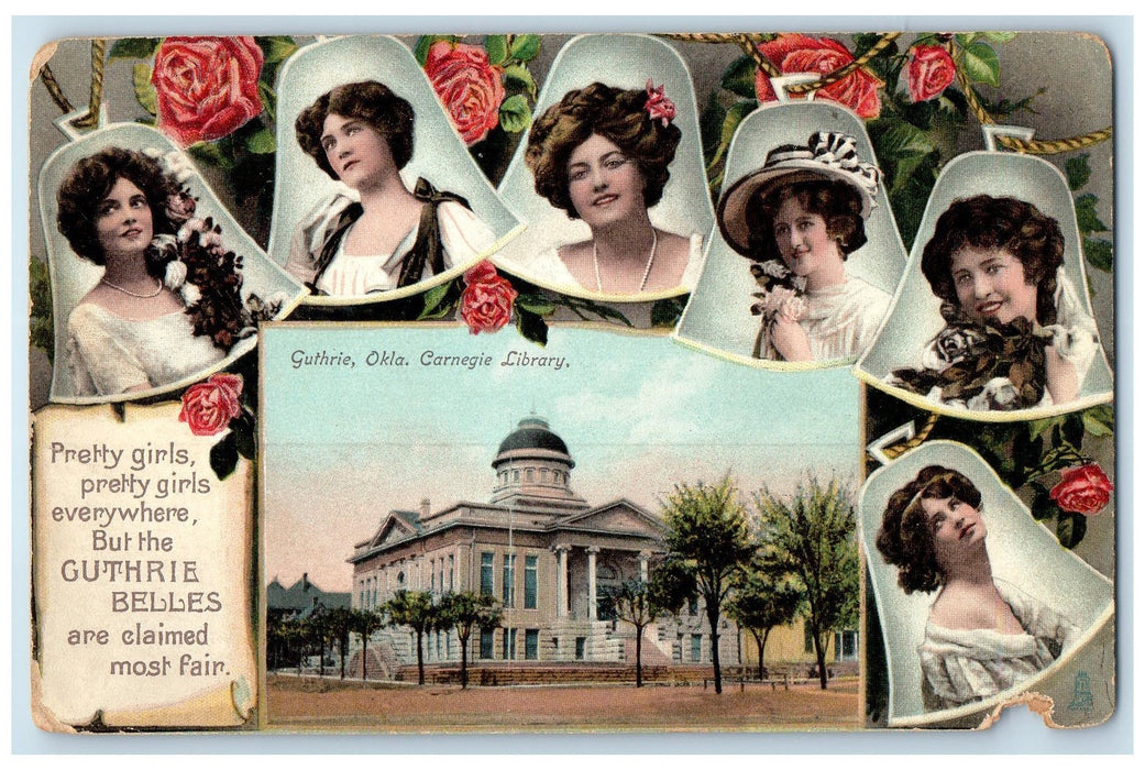 c1910s Carnegie Library Girl Pictures In Bells View Guthrie Oklahoma OK Postcard