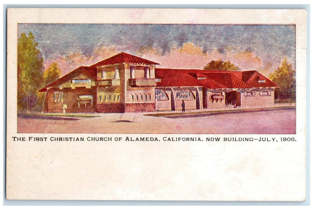 c1905's First Christian Church Exterior Roadside Alameda California CA Postcard