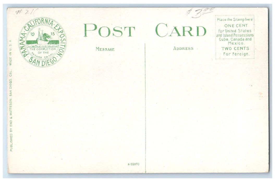 c1950's US Grant Hotel Restaurant Park San Diego California CA Unposted Postcard