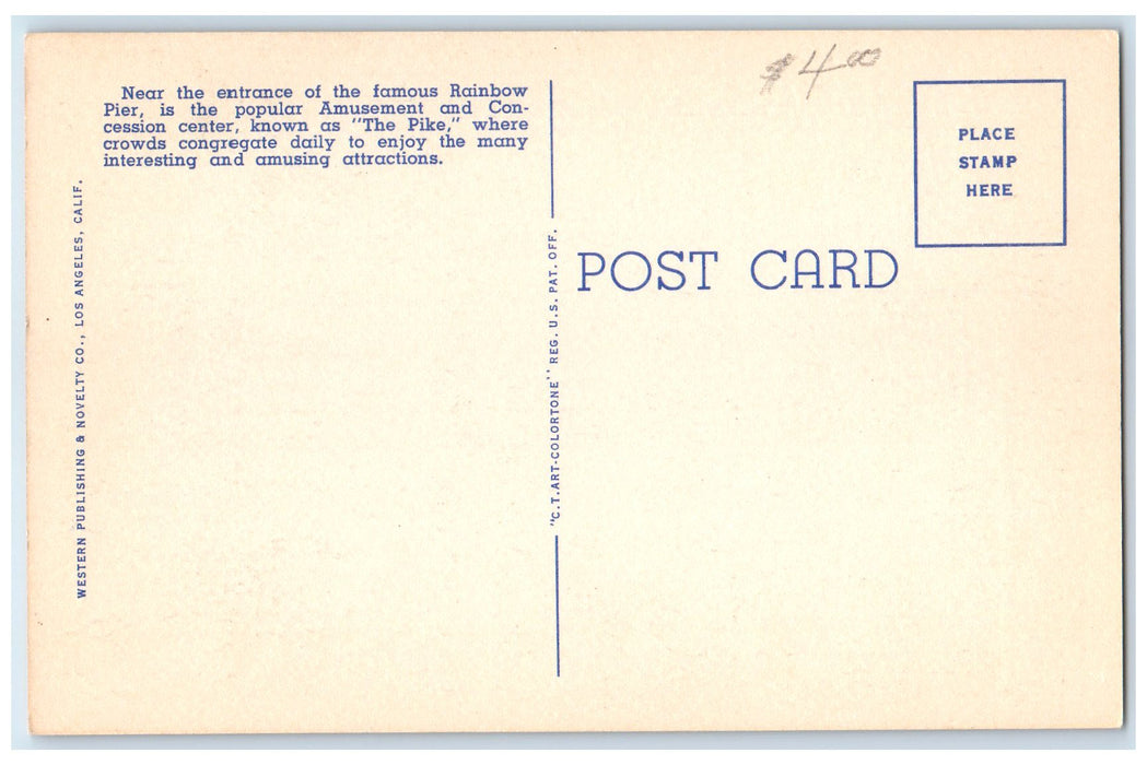 c1940's Daily Scene On Pike Crowd Restaurants Long Beach California CA Postcard
