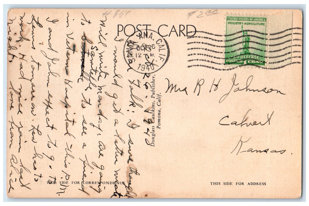 1940 Entrance To High School Campus Building Santa Ana California CA Postcard