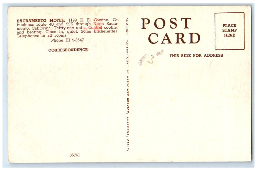 c1950's Sacramento Motel Restaurant Building View North Sacramento CA Postcard