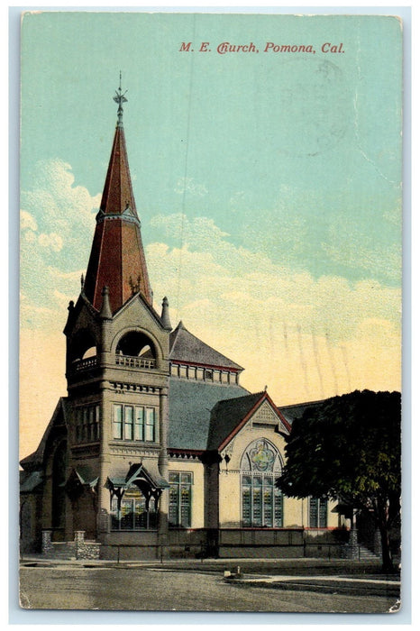 c1940's Methodical Episcopal Church Building Tower Pomona California CA Postcard