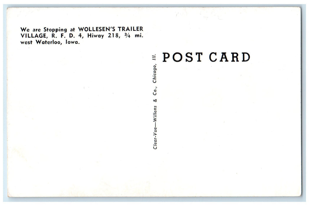 c1920 Wollesen's Trailer Village Lined houses Waterloo Iowa IA Unposted Postcard