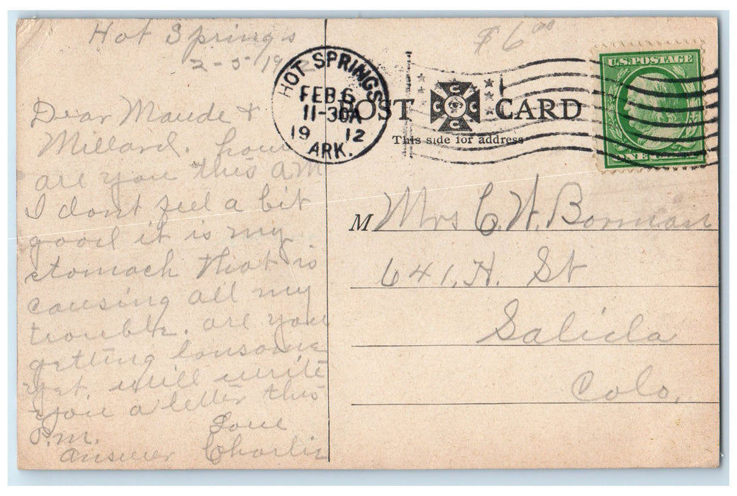 1912 Ozark Bath House Exterior People Scene Hot Springs Arkansas AR Postcard