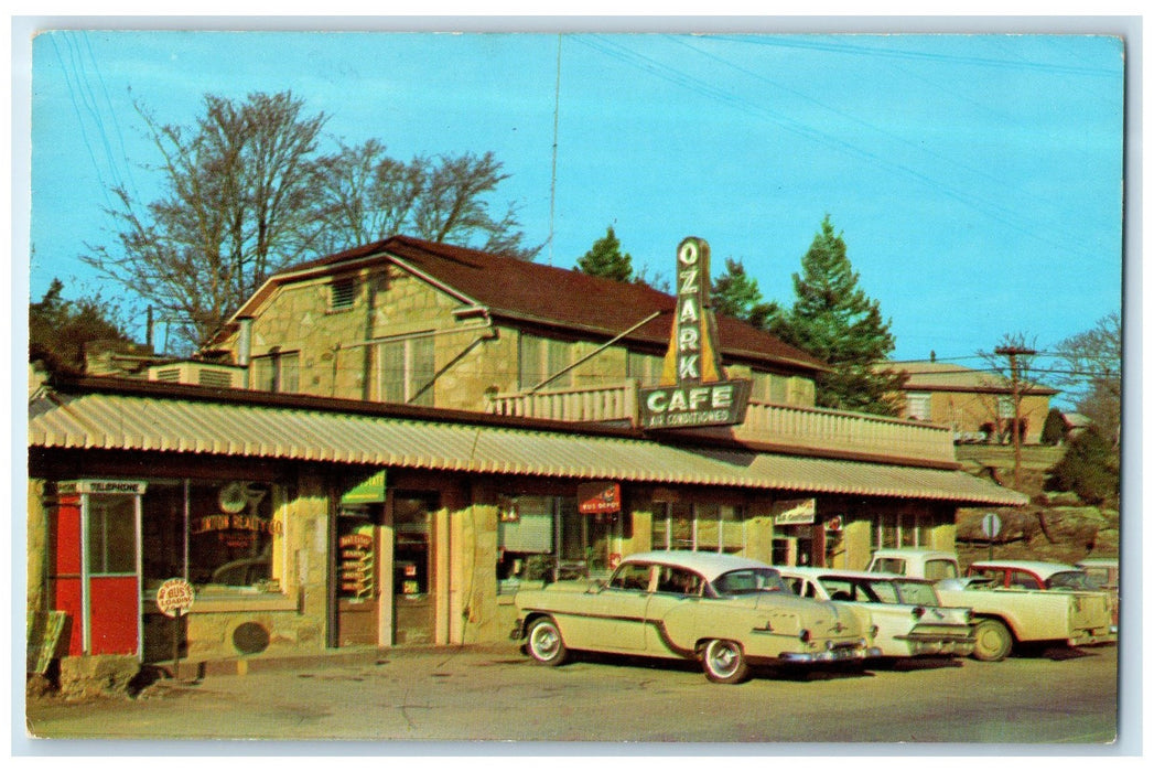 c1960's Ozark Cafe Exterior Roadside Clinton Arkansas AR Unposted Cars Postcard