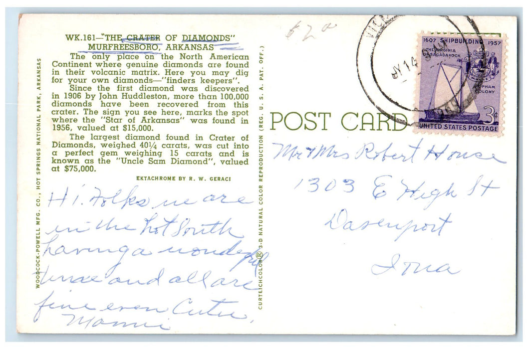 1968 The Crater Of Diamonds Trees Scene Murfreesboro Arkansas AR Posted Postcard
