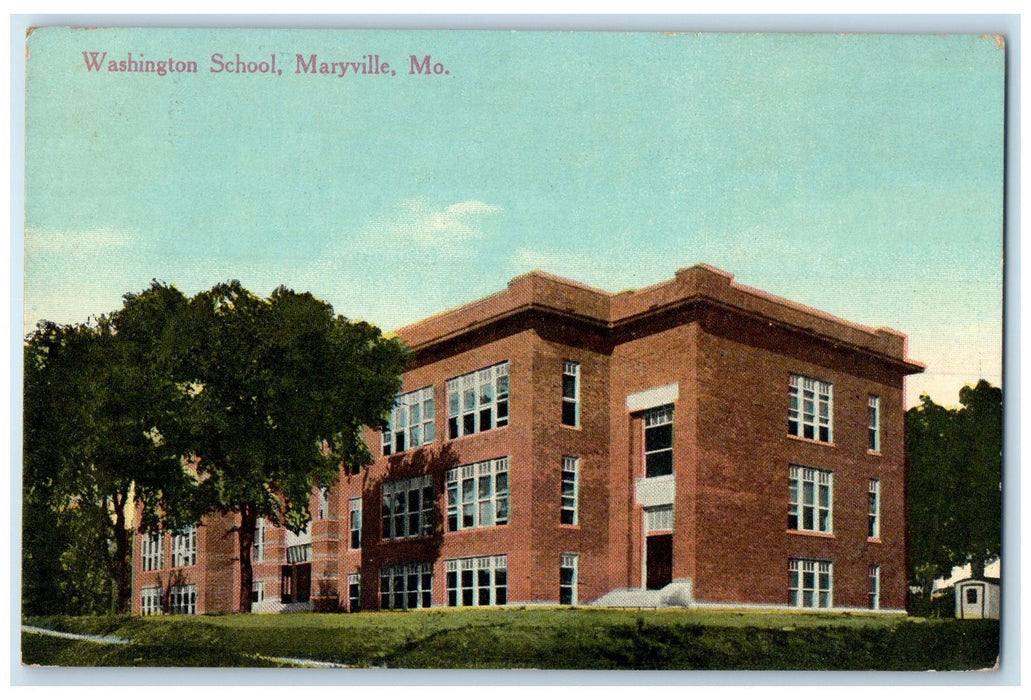 1921 Washington School Campus Building Maryville Missouri MO Posted Postcard