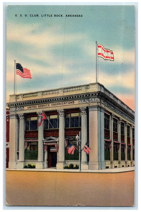 1944 U. S. O. Club Exterior Roadside Little Rock Arkansas AR Posted Postcard