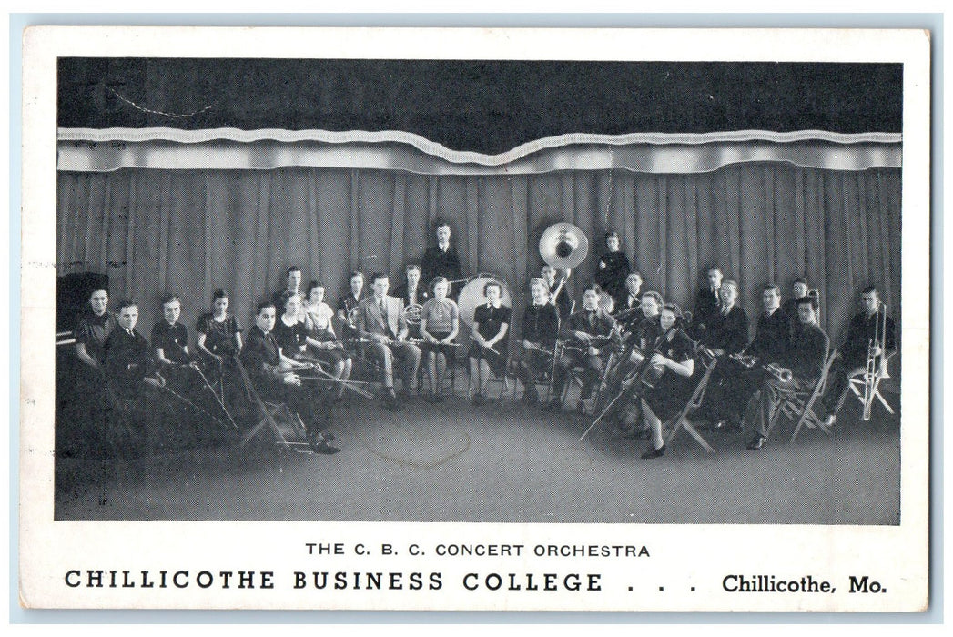 c1920's CBC Concert Orchestra Chillicothe Business College Missouri MO Postcard