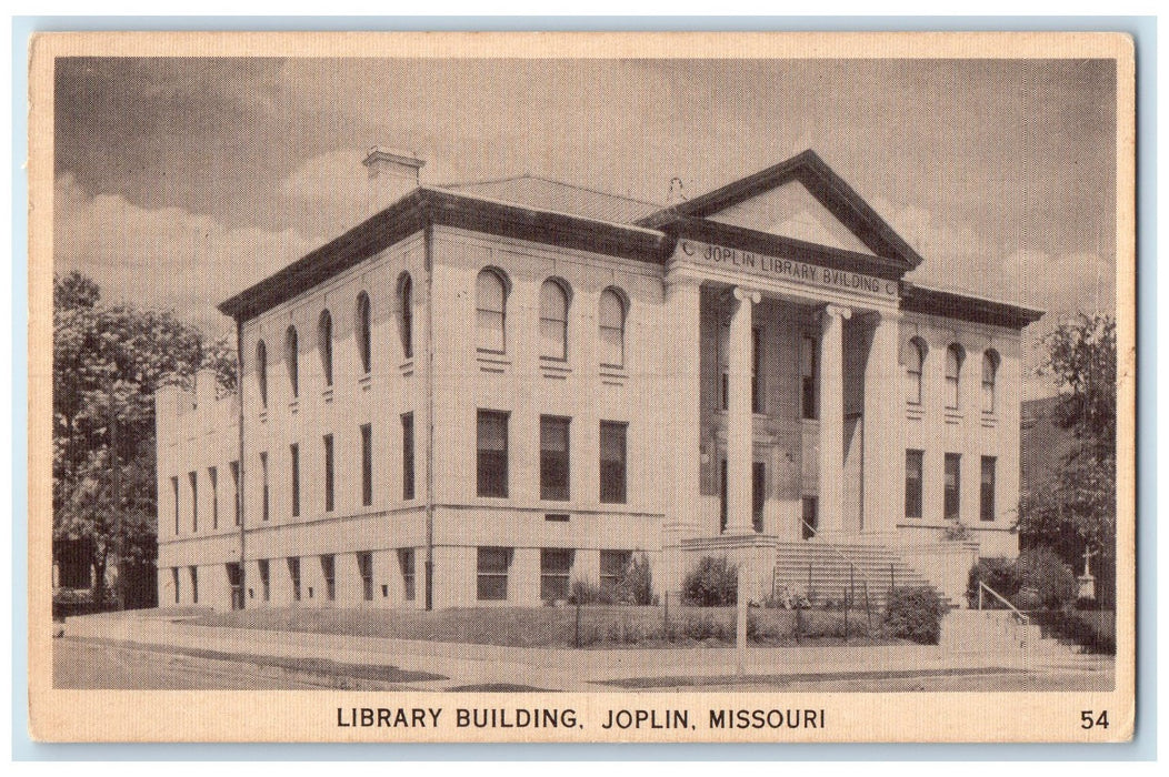 c1920's Library Building Roadside Dirt Road Joplin Missouri MO Unposted Postcard