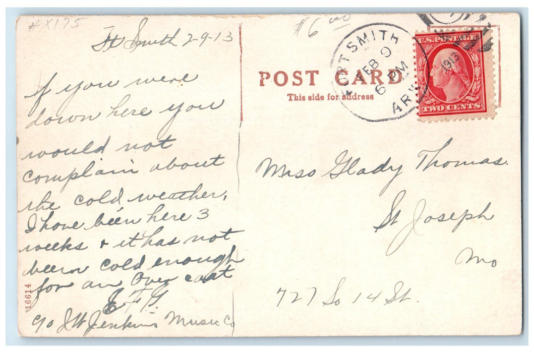 1913 Garrison Avenue Looking West Shops Fort Smith Arkansas AR Posted Postcard