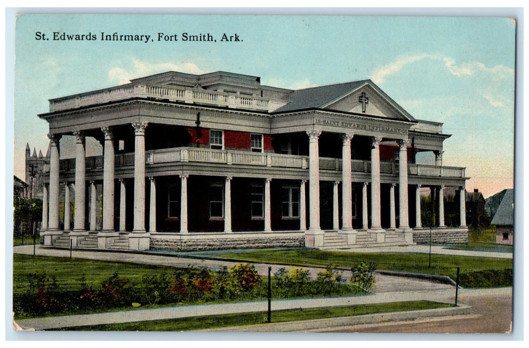 1914 St. Edwards Infirmary Exterior View Forth Smith Arkansas AR Posted Postcard