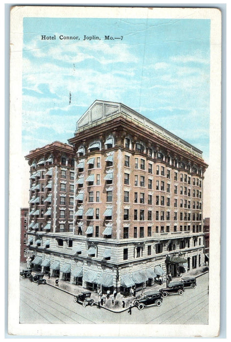 1928 Hotel Connor Restaurant Building Classic Cars Joplin Missouri MO Postcard