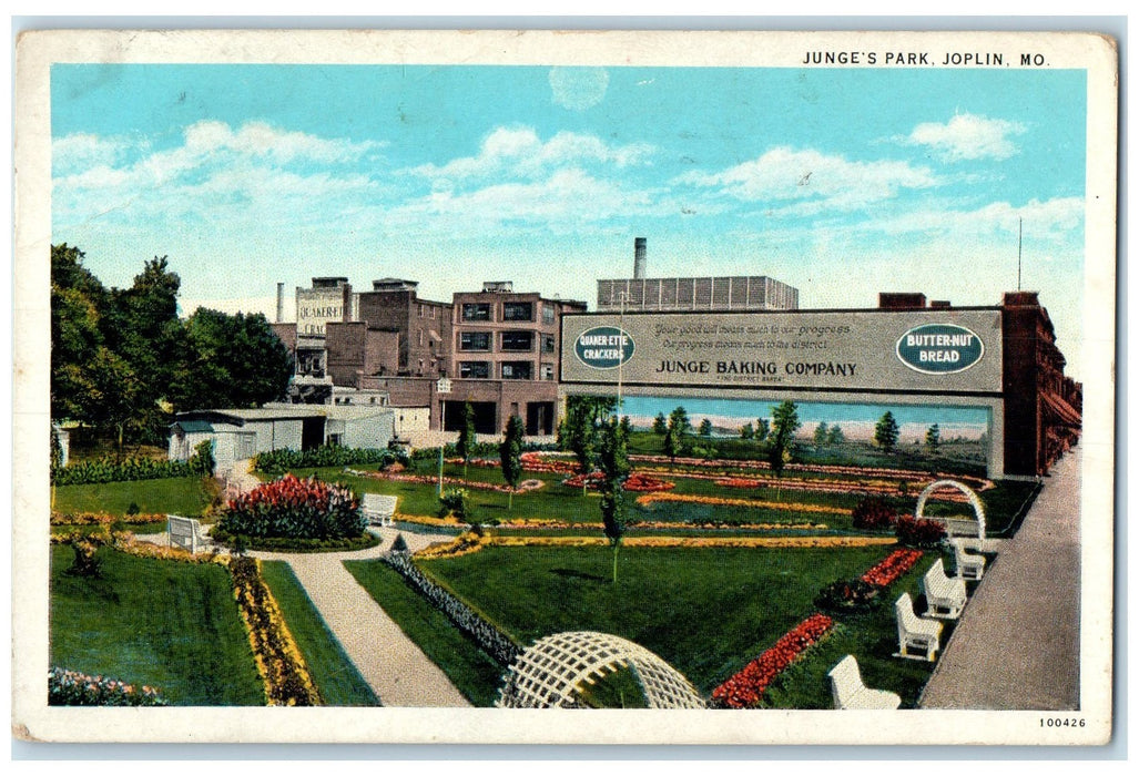 1934 Junge's Park Flowers Beads Landscape Joplin Missouri MO Posted Postcard