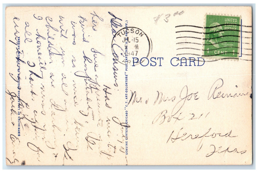 1947 American Legion Building Exterior Tucson Arizona AZ Posted Plants Postcard