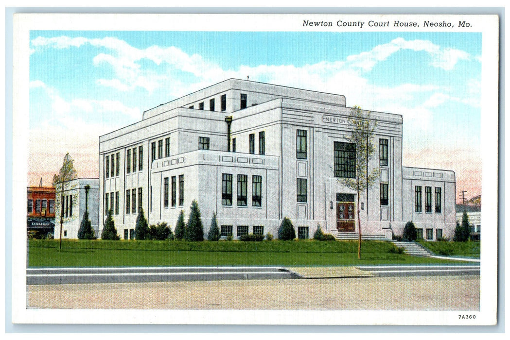 c1920's Newton County Court House Building Entrance Neosho Missouri MO Postcard