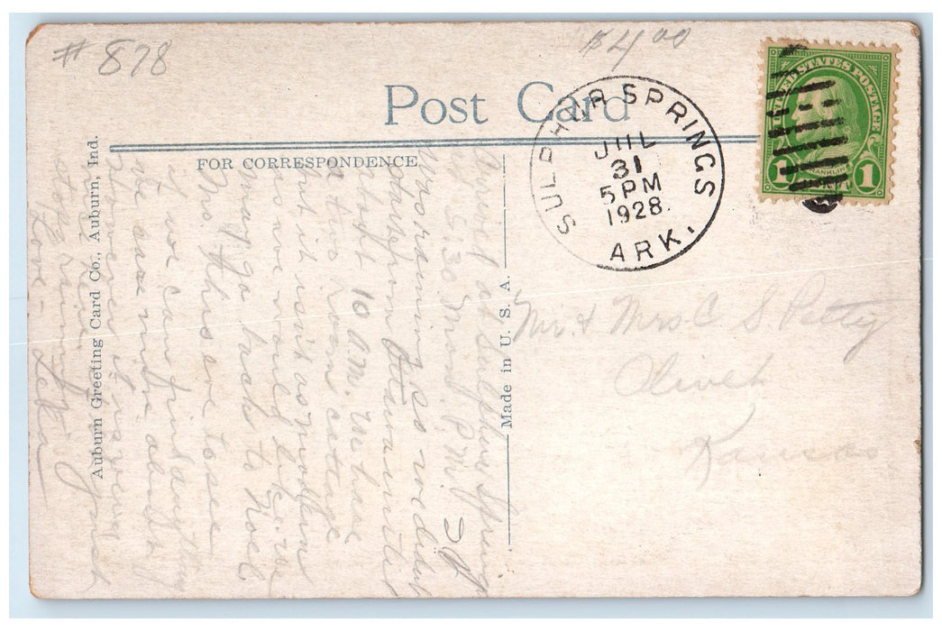 1928 Exterior Of University Of Sulphur Springs Arkansas AR Posted Trees Postcard