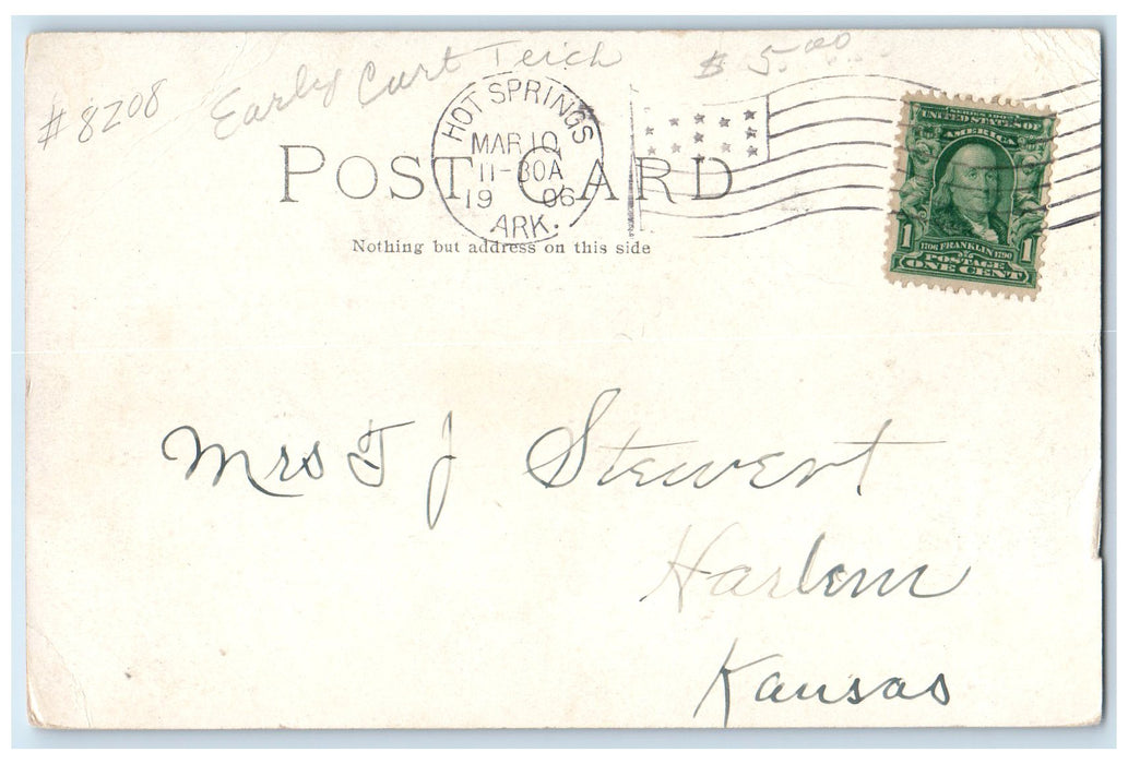 1906 Maurice Bath House Exterior Hot Springs Arkansas AR Posted Trees Postcard