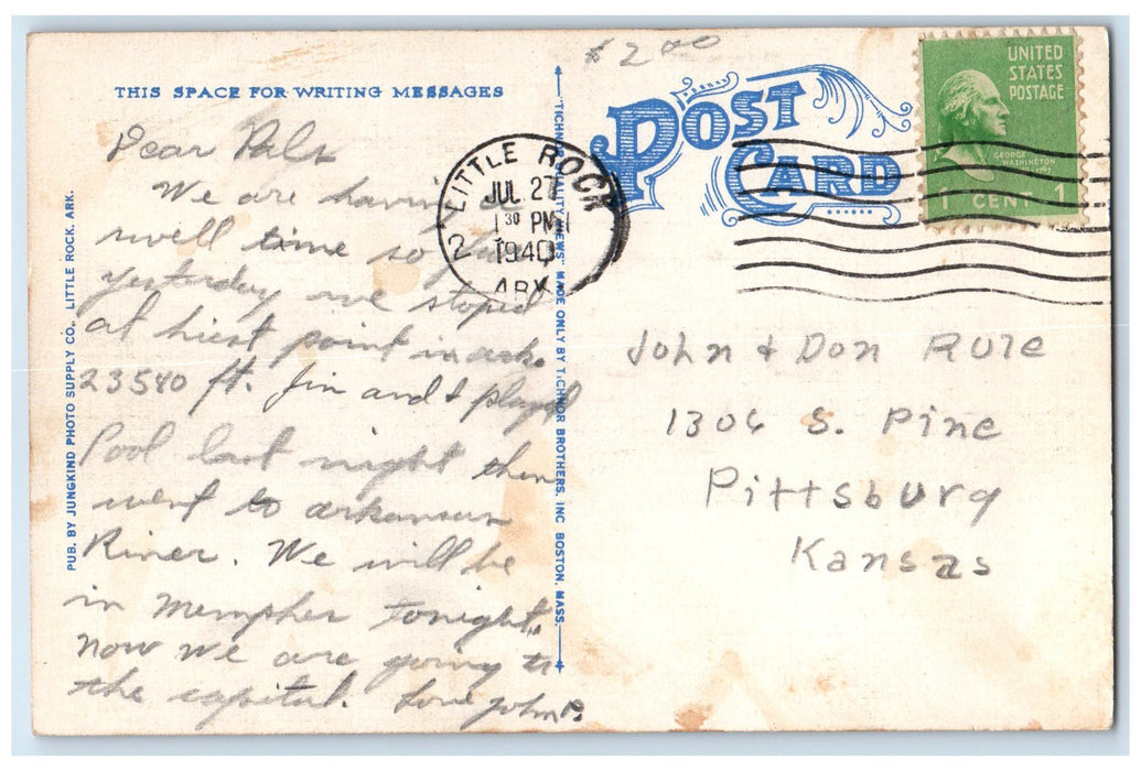 1940 Museum Of Fine Arts Exterior City Park Little Rock Arkansas AR Postcard