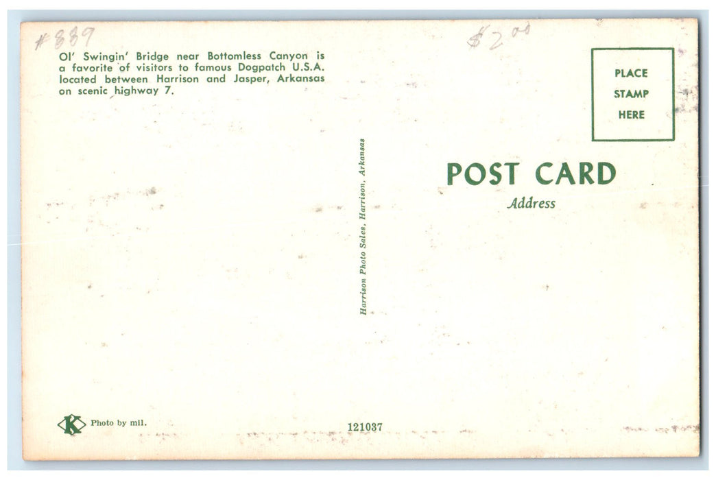 c1960s Ol' Swinging Bridge Dogpatch USA Harrison And Jasper Arkansas AR Postcard