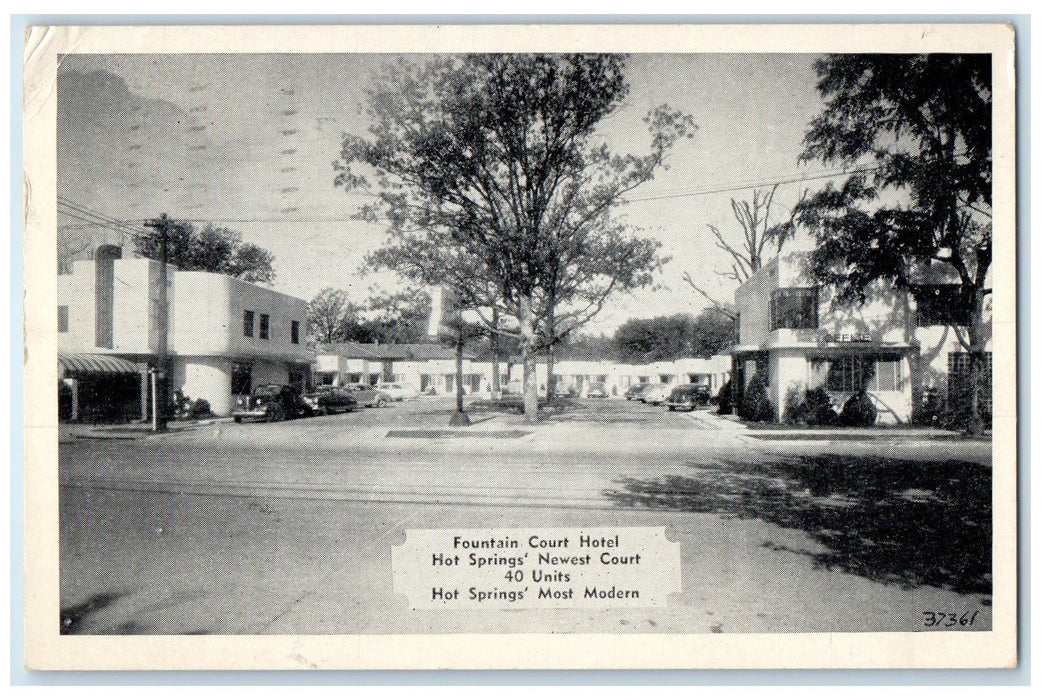 1949 Fountain Court Hotel Exterior Roadside Hot Springs Arkansas AR Postcard