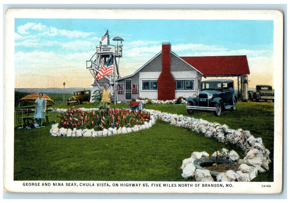 c1920's George & Nina Seay Chula Vista North Branson Missouri MO Posted Postcard