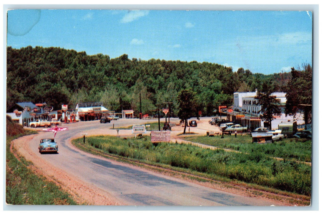 1957 Lake Ozarks Motel Restaurant Classic Car Gravois Mills Missouri MO Postcard