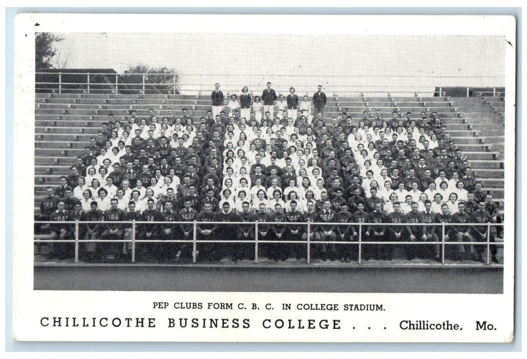 1941 PEP Clubs Forms CBC In College Stadium Chillicothe Missouri MO Postcard