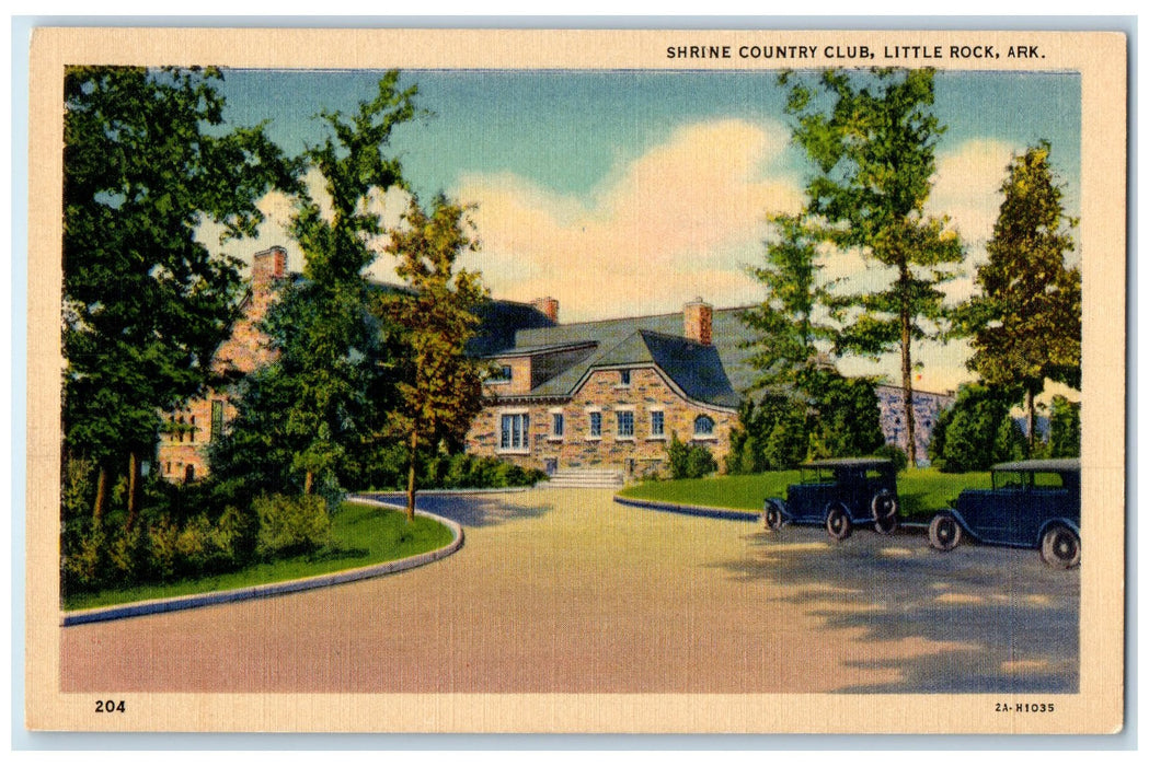 c1940's Shrine Country Club Exterior Trees Little Rock Arkansas AR Cars Postcard