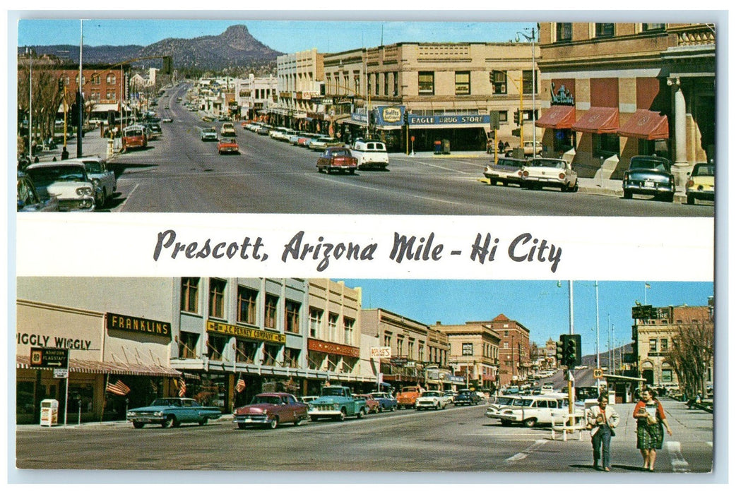 c1960's Gurley Street Main Street & West Thorofore Prescott Arizona AZ Postcard