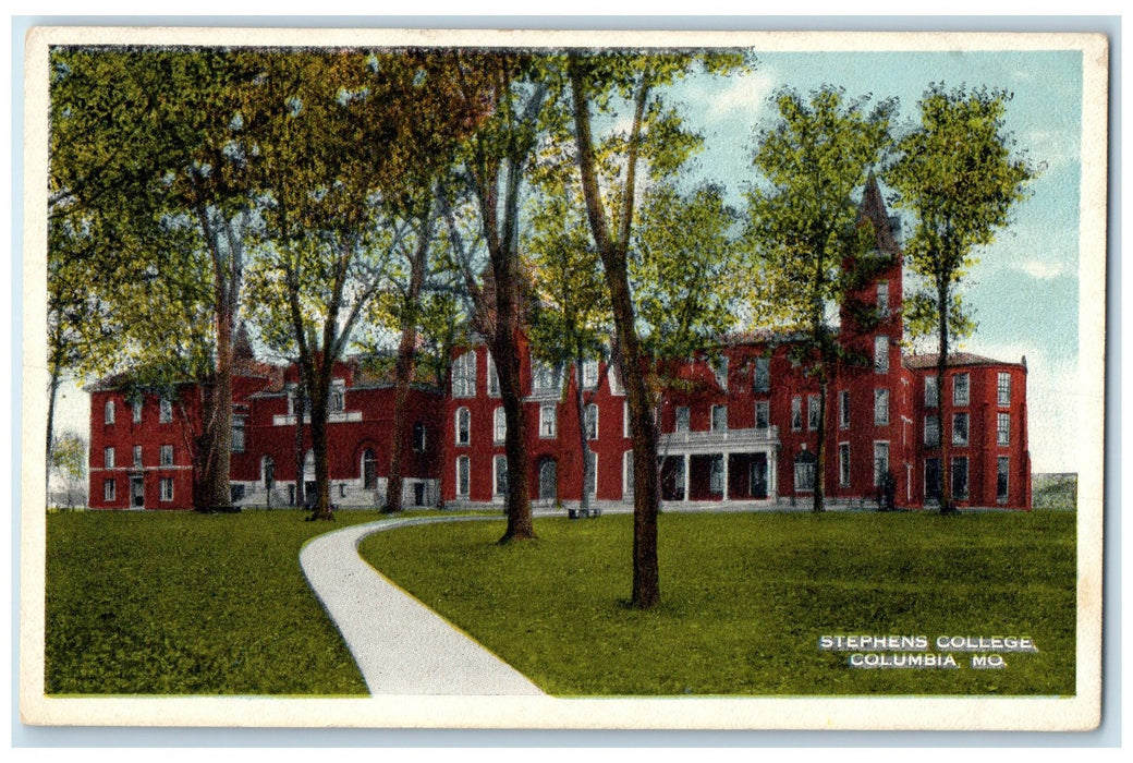 c1920's Stephens College Campus Building Road View Columbia Missouri MO Postcard