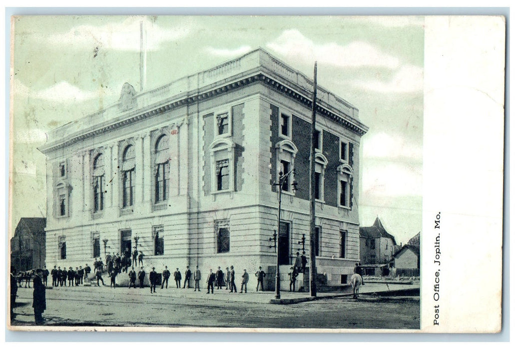 1908 Post Office Building Employees Horse Joplin Missouri MO Posted Postcard