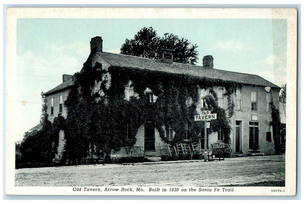 1942 Old Tavern Built 1830 Santa Fe Trail Arrow Rock Missouri MO Posted Postcard