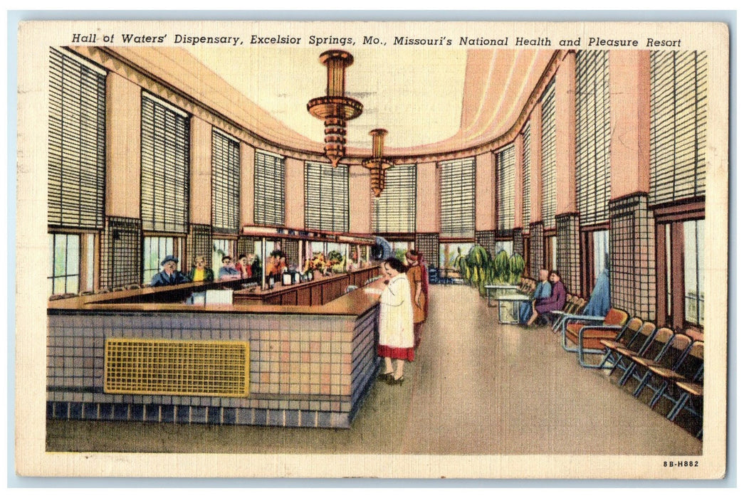 1952 Hall Of Water's Dispensary Excelsior Springs Missouri MO Posted Postcard