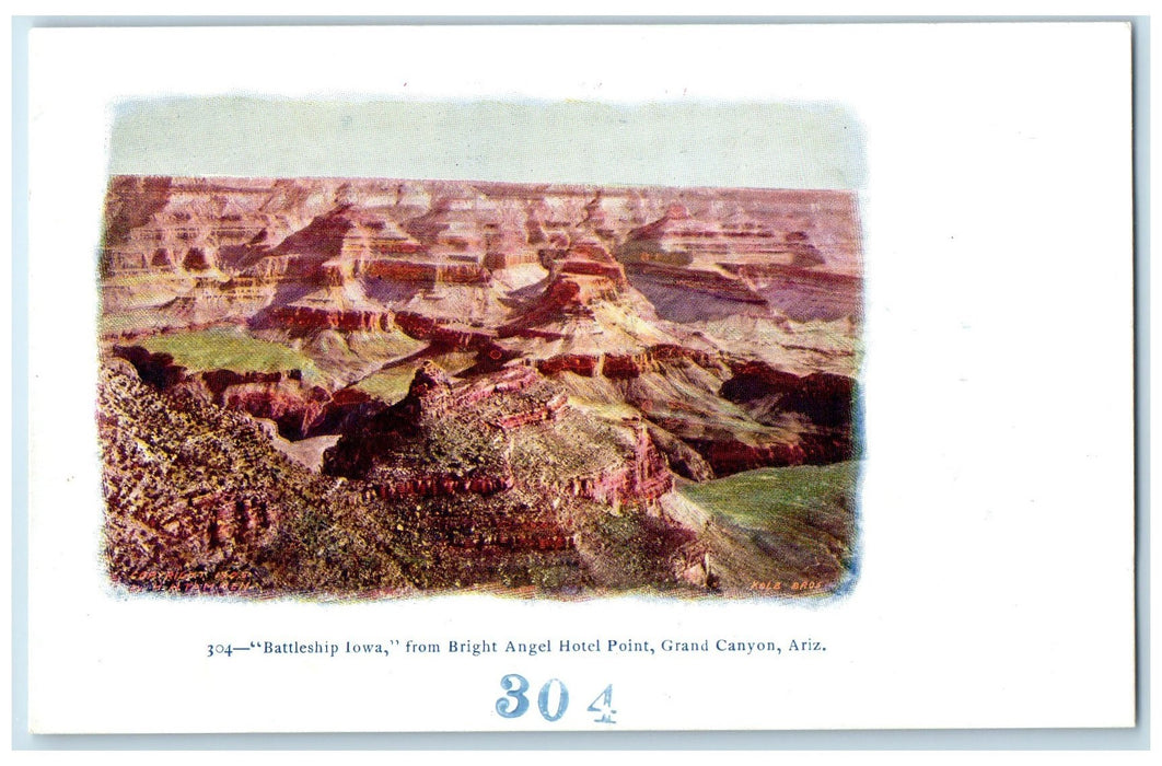 c1905s Battleship Iowa From Bright Hotel Angel Grand Canyon AZ Embossed Postcard