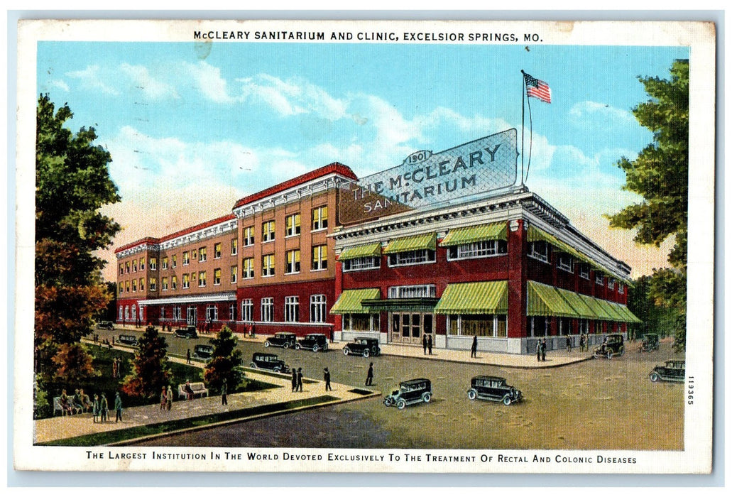 1937 McCleary Sanitarium & Clinic Excelsior Springs Missouri MO Posted Postcard