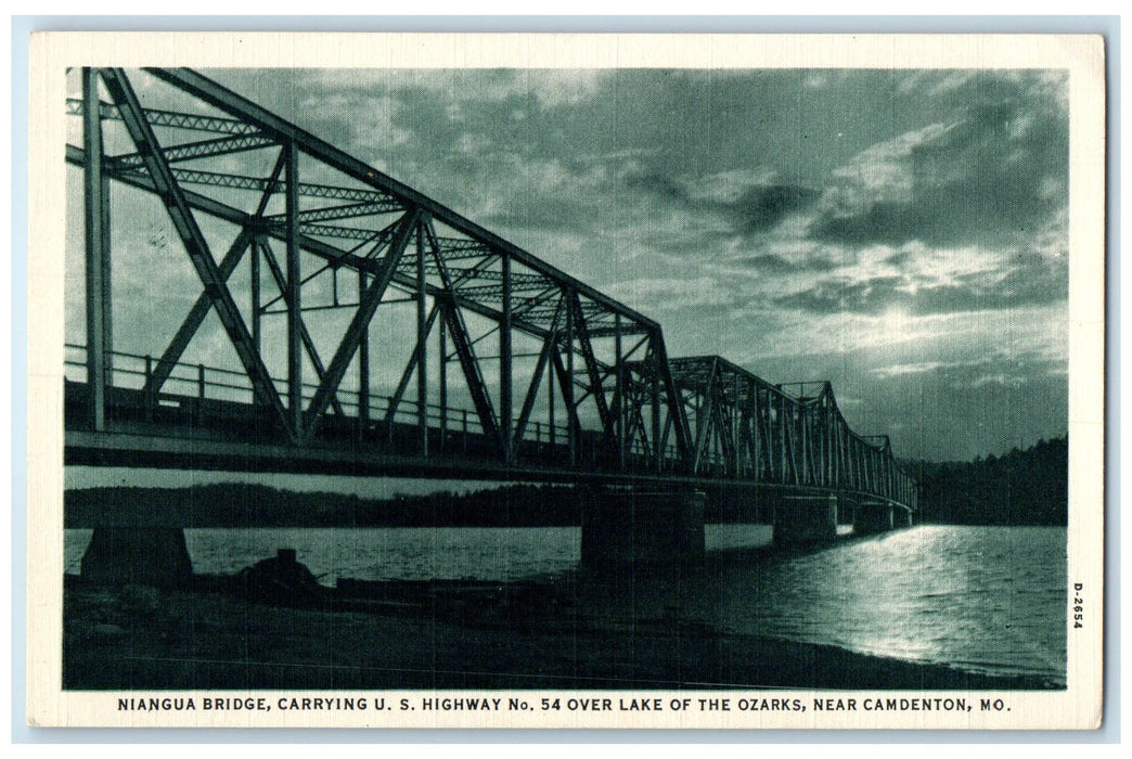 c1940's Niangua Bridge Carrying US Highway Lake Camdenton Missouri MO Postcard