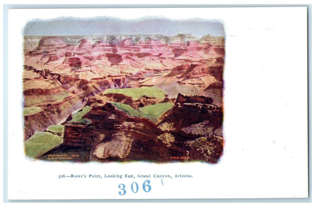 c1905s Rowe's Point Looking East View Grand Canyon AZ Unposted Embossed Postcard