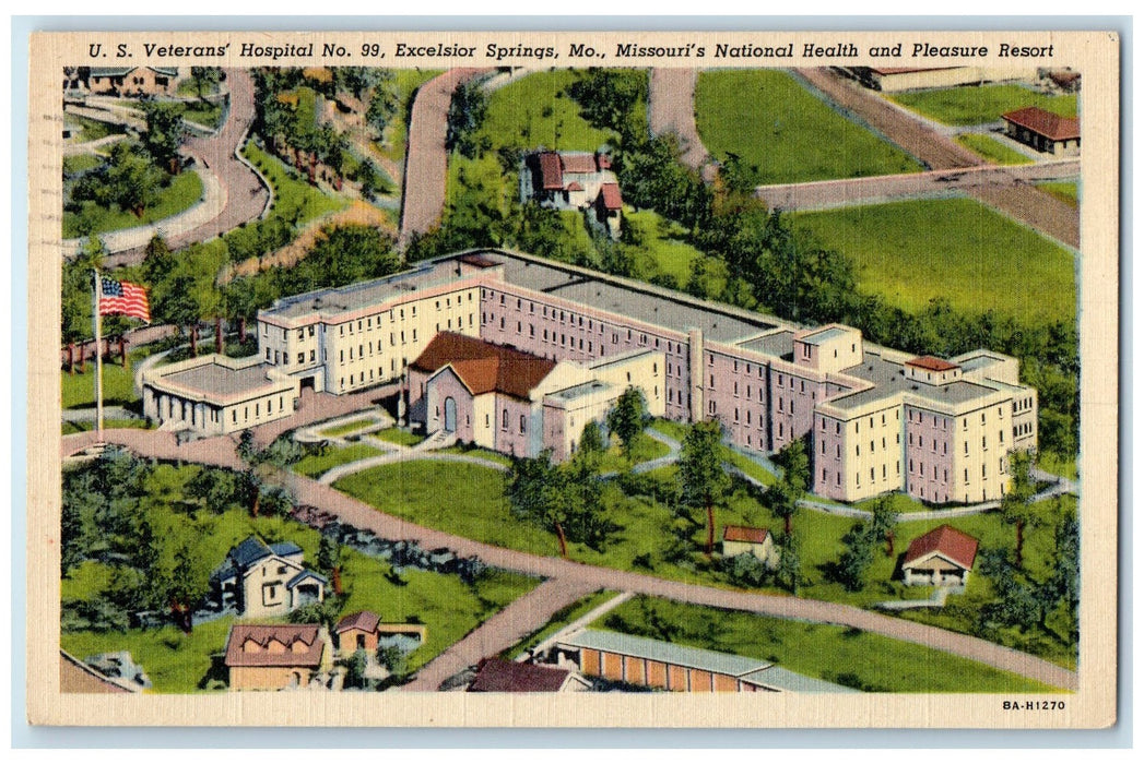 1949 US Veteran's Hospital Building View Excelsior Springs Missouri MO Postcard