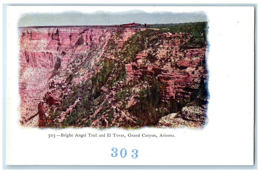 c1905s Bright Angel Trail And El Tover Grand Canyon Arizona AZ Embossed Postcard