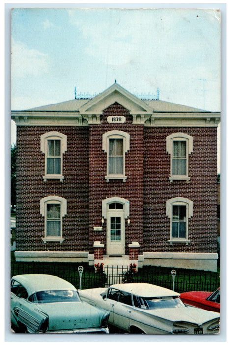 1967 Carroll County Jail Classic Cars Building Carrollton Missouri MO Postcard