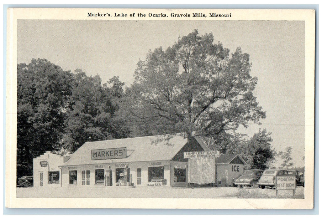 c1920's Marker's Lake Of Ozark's Classic Cars Gravois Mills Missouri MO Postcard