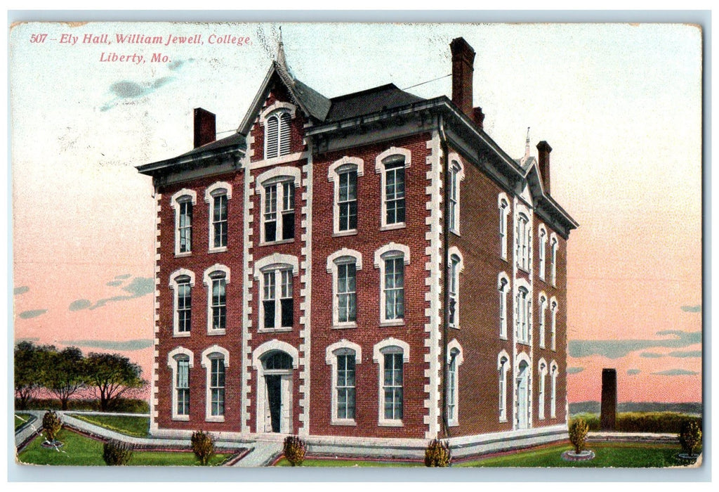 1908 Ely Hall William Jewell College Building View Liberty Missouri MO Postcard