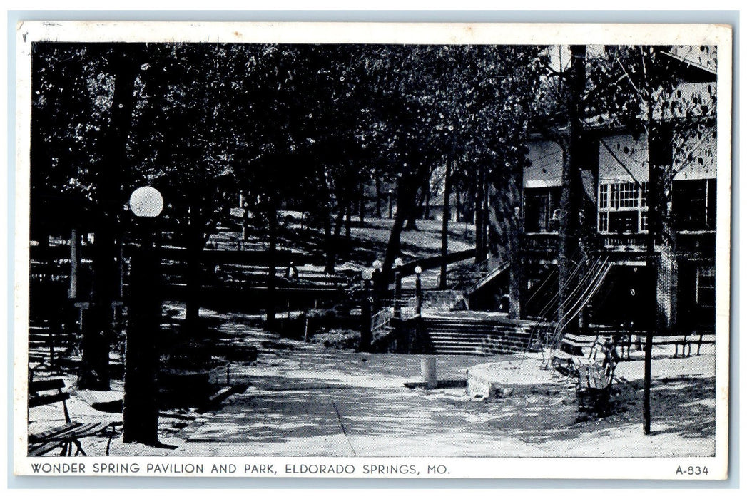 1962 Wonder Spring Pavilion & Park Eldorado Springs Missouri MO Posted Postcard